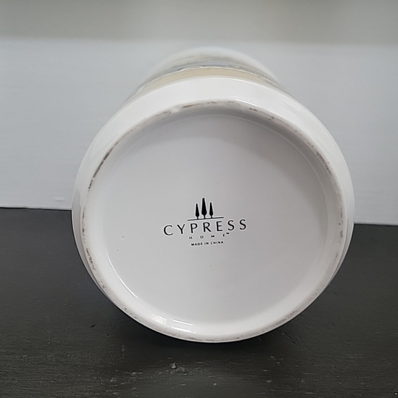 Ceramic Stoneware Cypress Home 7" Utensil Crock Tropical Beach Design - Picture 5 of 6